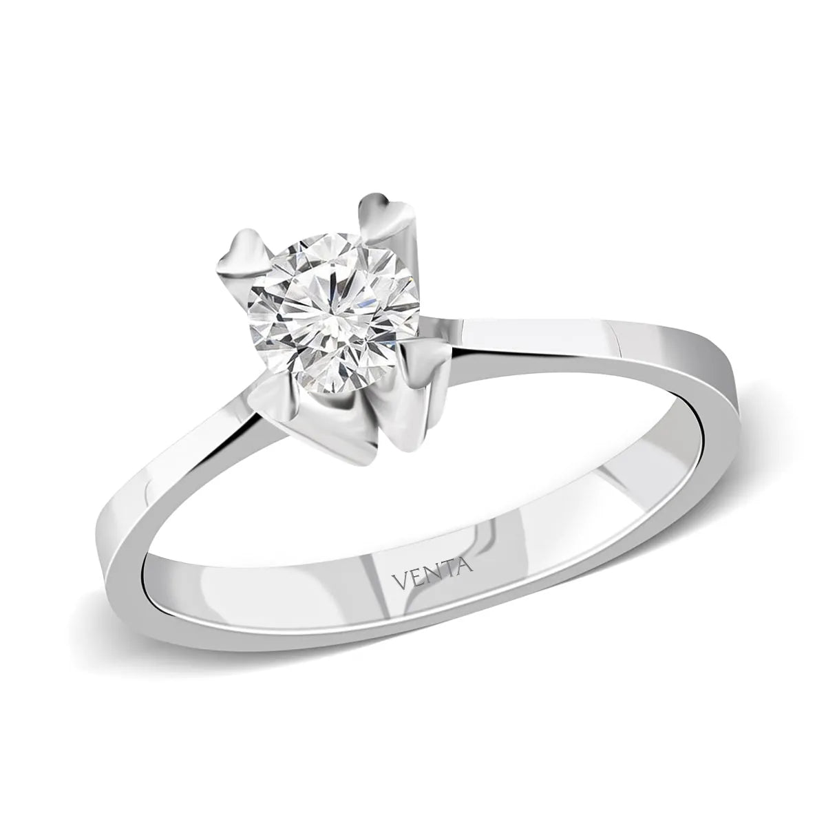 HRD Sertifikalı 0,70 Karat D Renk Tektaş Pırlanta Yüzük "Kalp", D Renk VS2 - Venta Jewelry