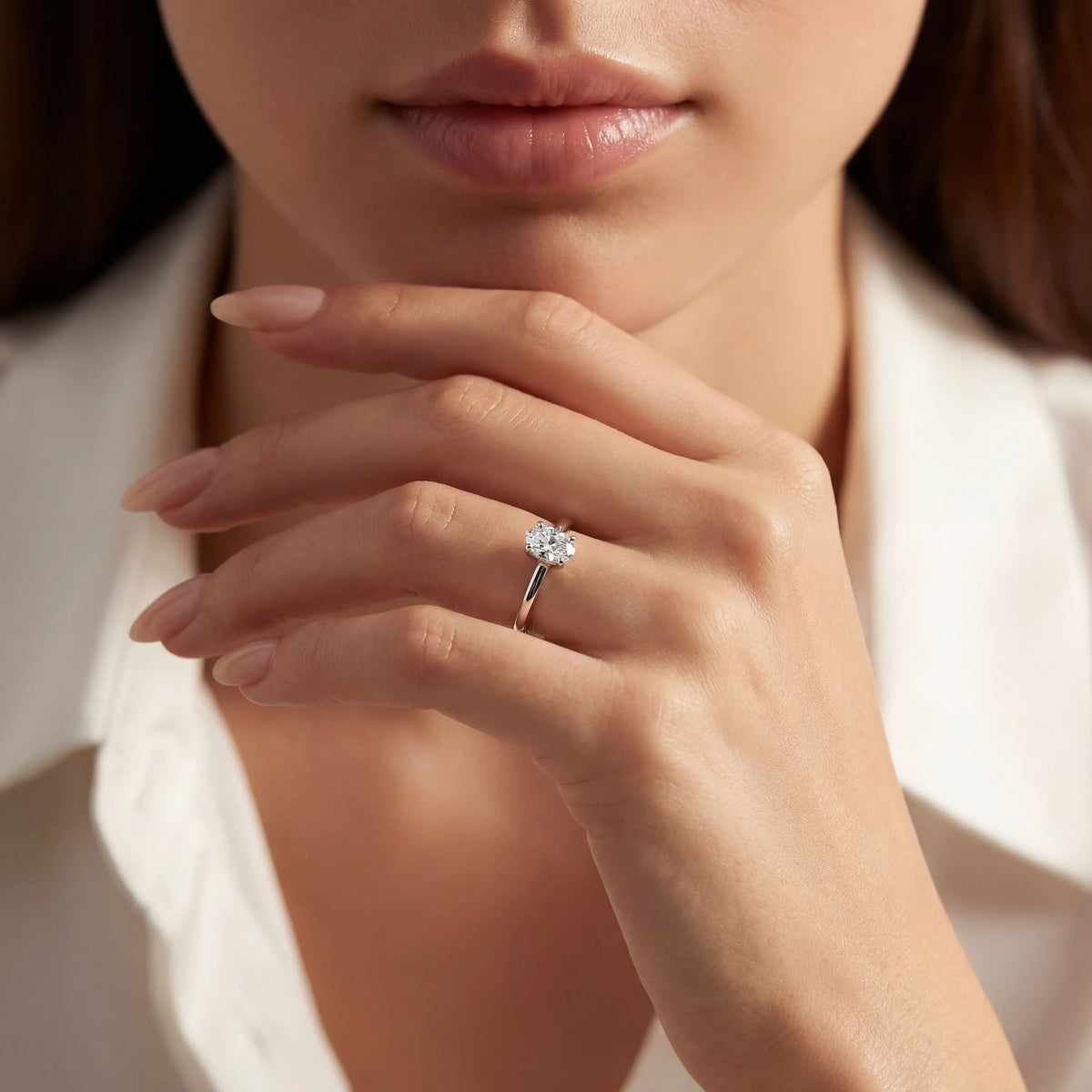 HRD Sertifikalı 0,70 Karat F Renk Oval Tektaş Pırlanta Yüzük, F Renk VS2 - Venta Jewelry
