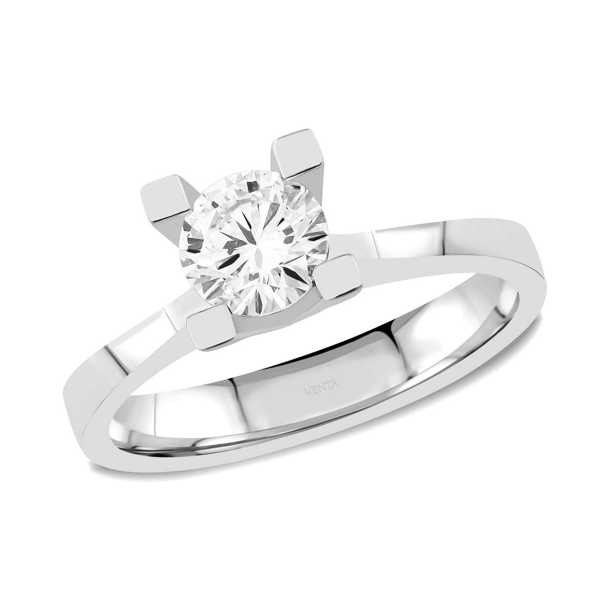 HRD Sertifikalı 0,70 Karat Tektaş Pırlanta Yüzük "Liya", F Renk SI2 - Venta Jewelry
