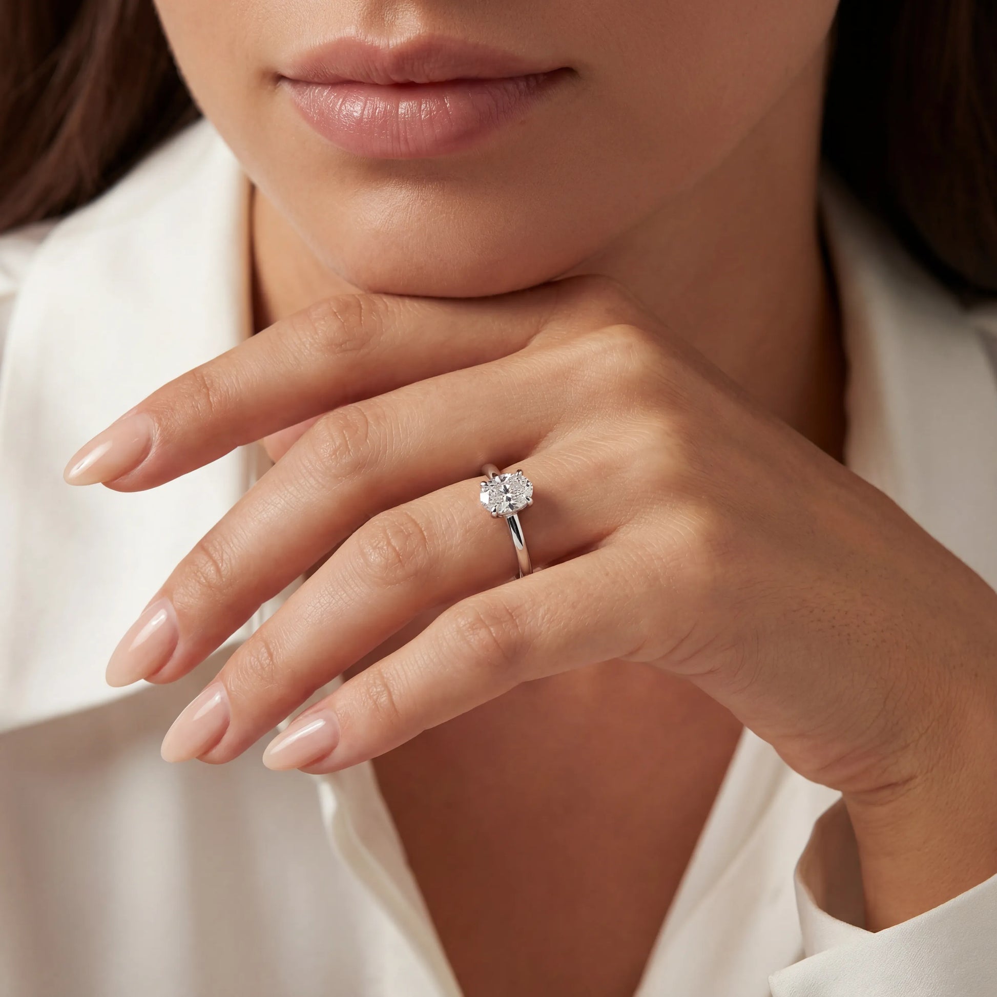 HRD Sertifikalı 1,00 Karat D Renk Oval Tektaş Pırlanta Yüzük, D Renk SI1 - Venta Jewelry
