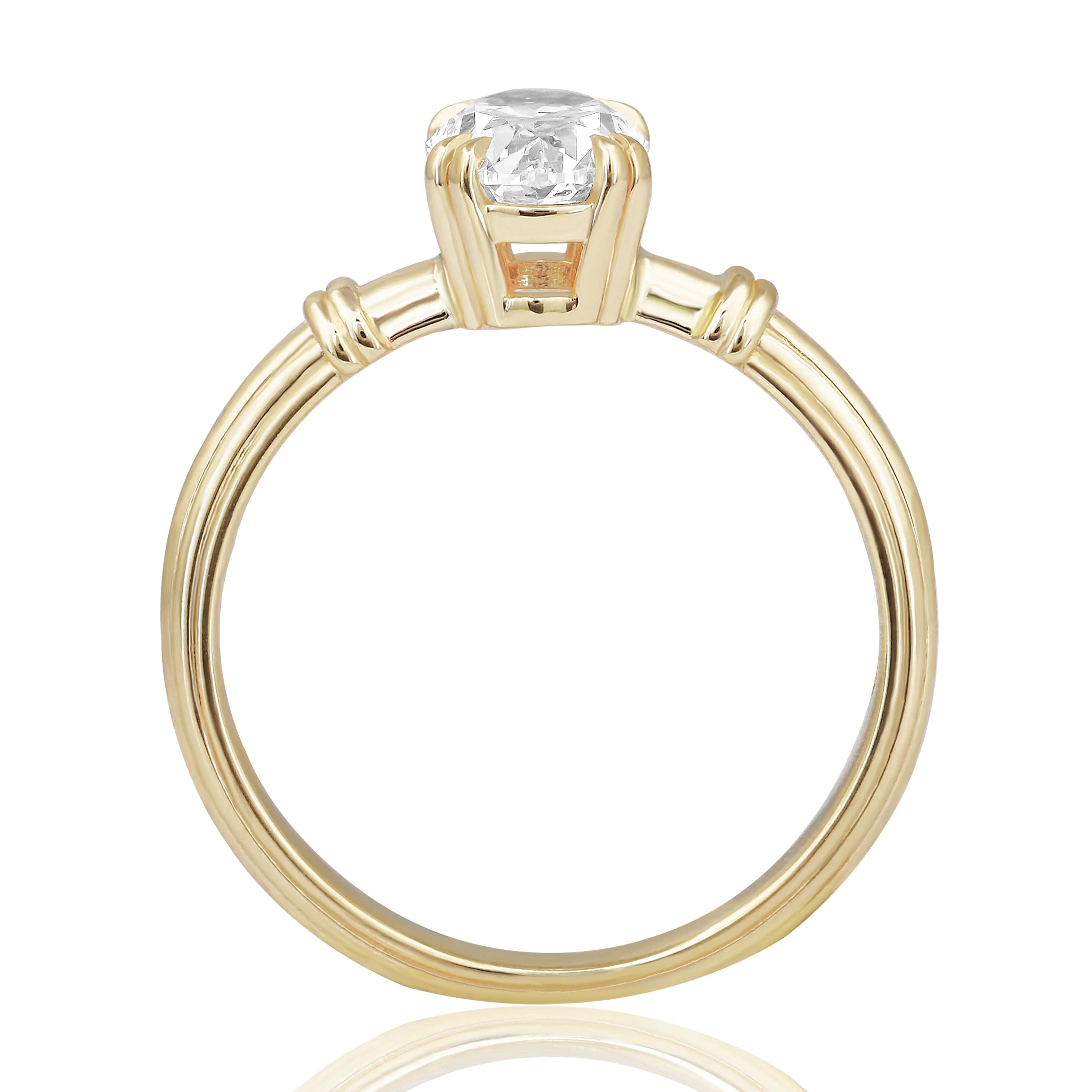 HRD Sertifikalı 1,00 Karat Oval Tektaş Pırlanta Yüzük, E Renk SI2 - Venta Jewelry