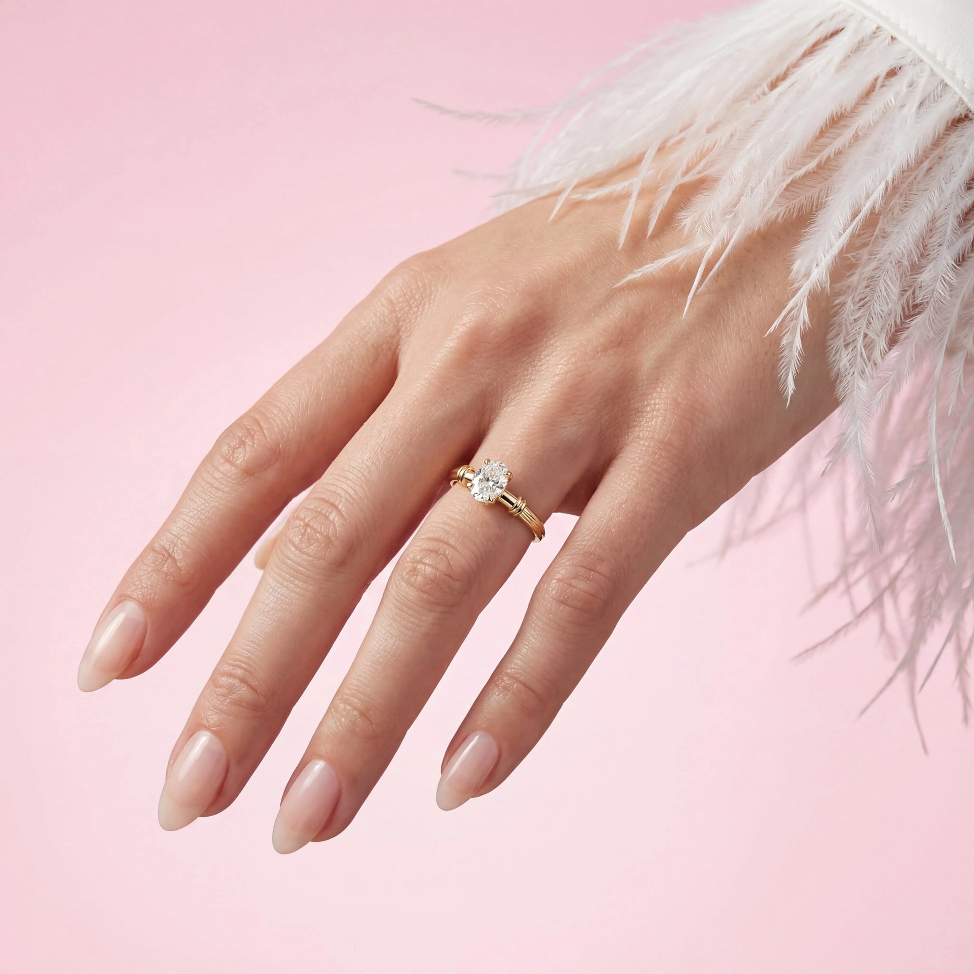 HRD Sertifikalı 1,00 Karat Oval Tektaş Pırlanta Yüzük, E Renk SI2 - Venta Jewelry
