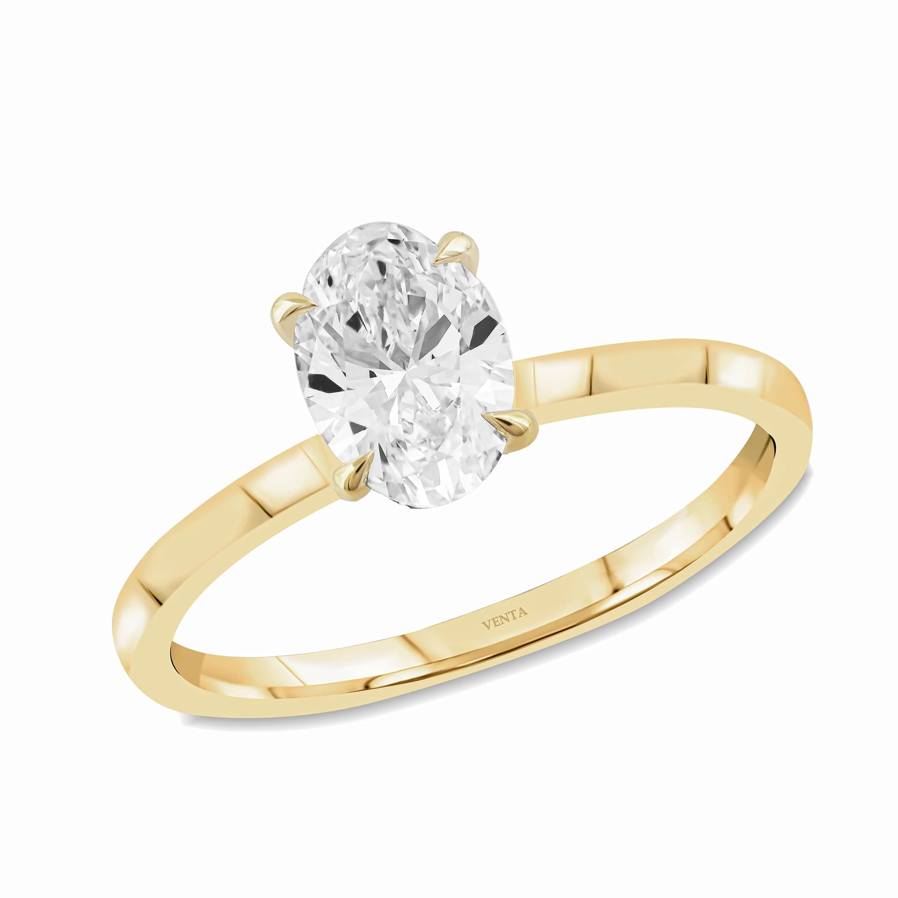HRD Sertifikalı 1,26 Karat F Renk Oval Tektaş Pırlanta Yüzük, F Renk SI2 - Venta Jewelry