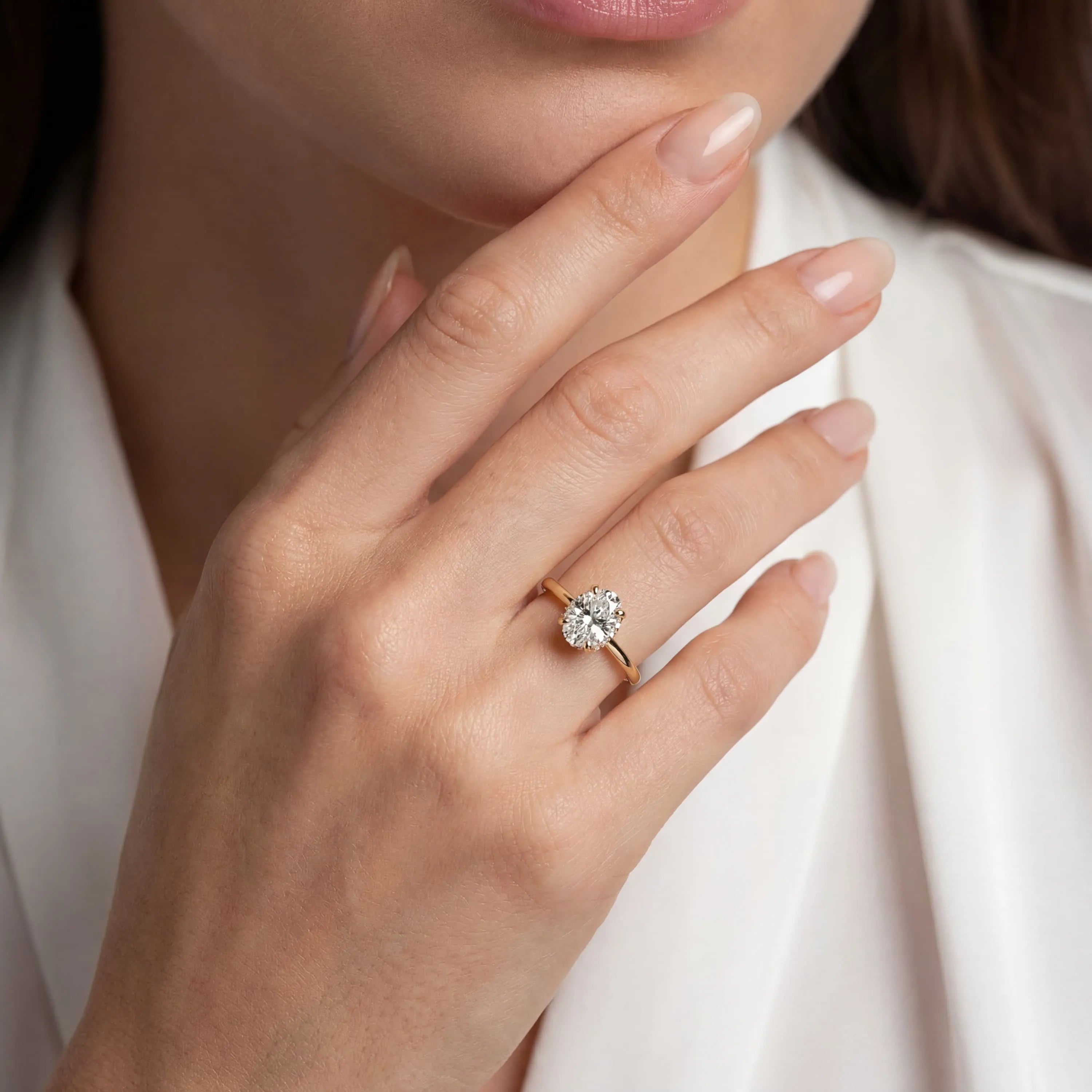 HRD Sertifikalı 1,26 Karat F Renk Oval Tektaş Pırlanta Yüzük, F Renk SI2 - Venta Jewelry