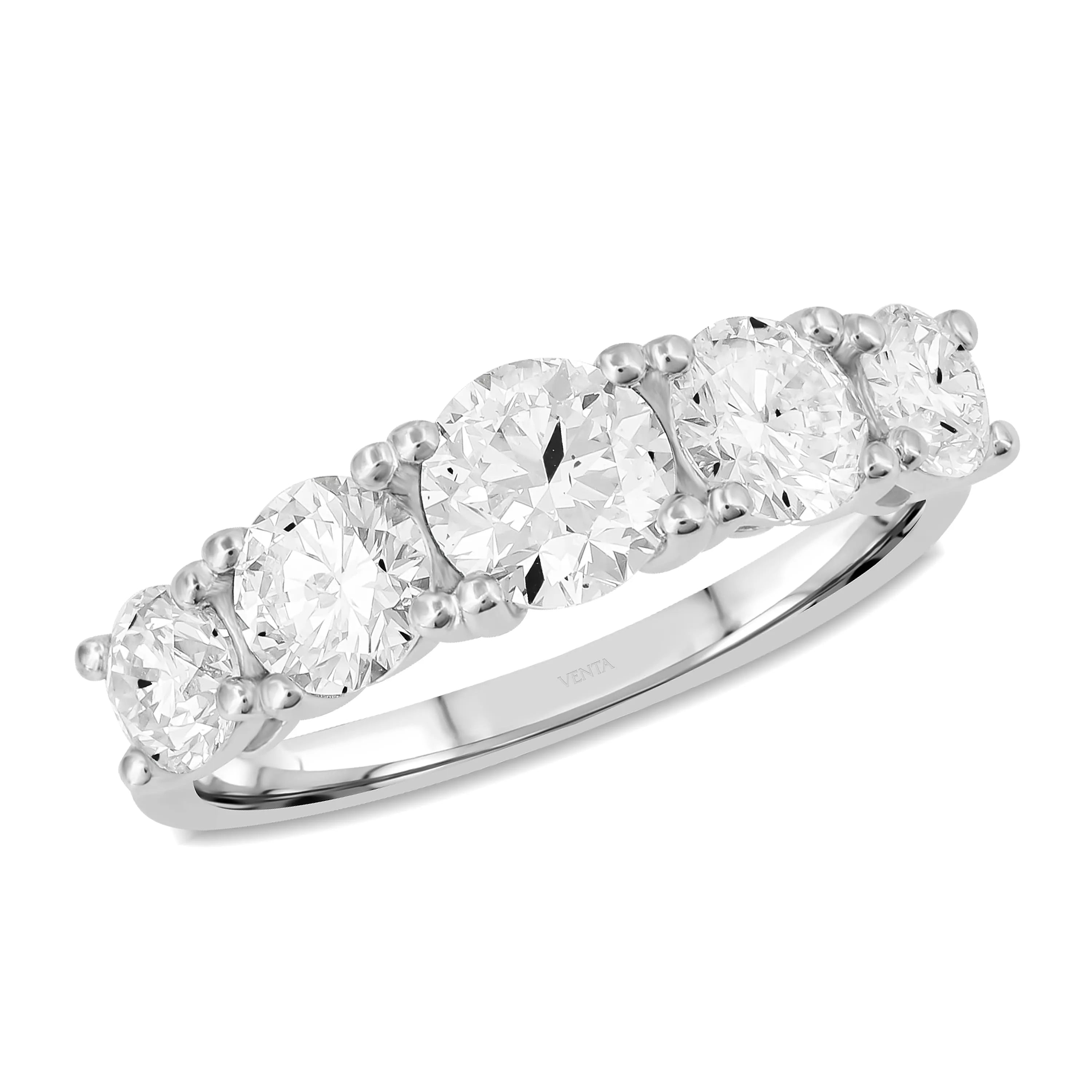 HRD Sertifikalı 1,50 Karat Beştaş Pırlanta Yüzük, E Renk SI1 - Venta Jewelry