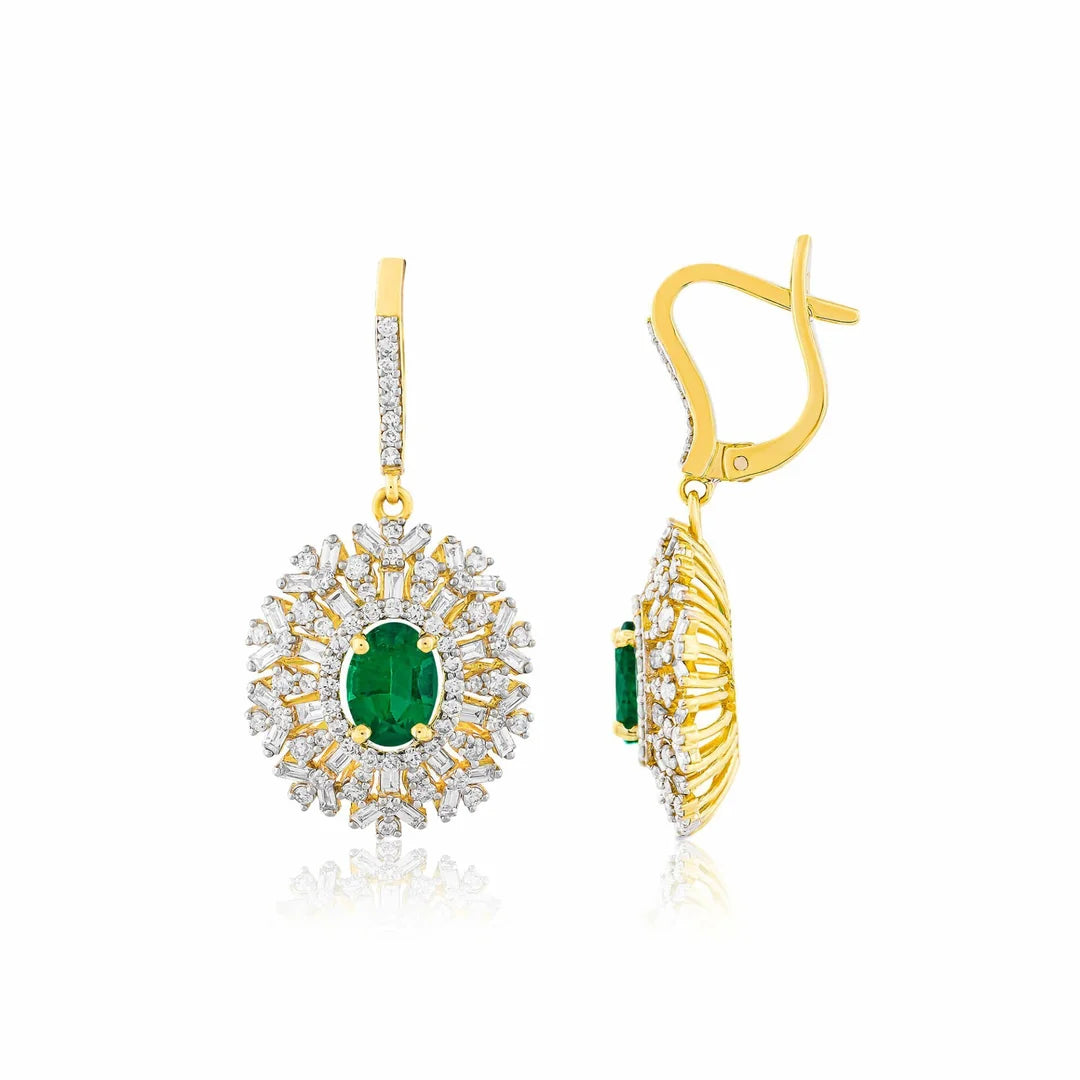 2,71 Karat Tasarım Pırlantalı Zümrüt Küpe "Cleopatra"