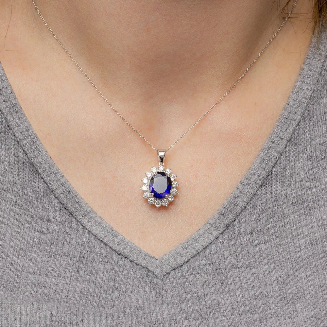 4,00 Karat Pırlantalı Safir Kolye "Navy"
