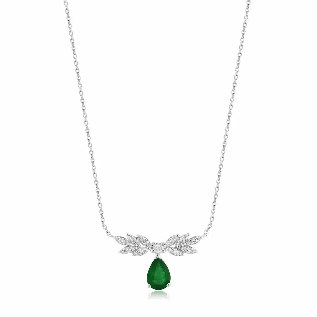 0,77 Karat Pırlantalı Zümrüt Kolye