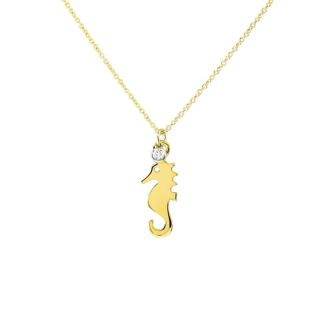 0,02 Karat Pırlanta Kolye "Deniz Atı"