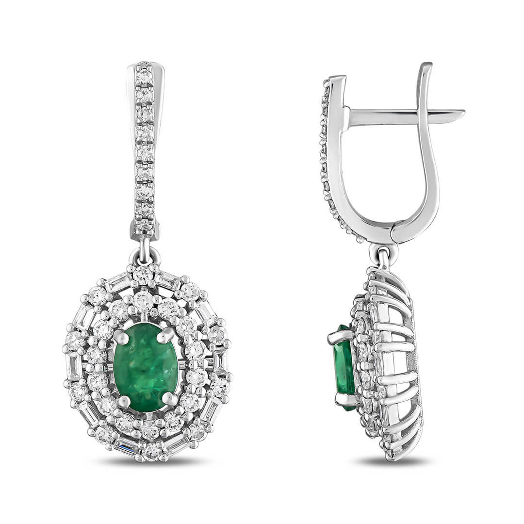 2,76 Karat Pırlantalı Zümrüt Küpe