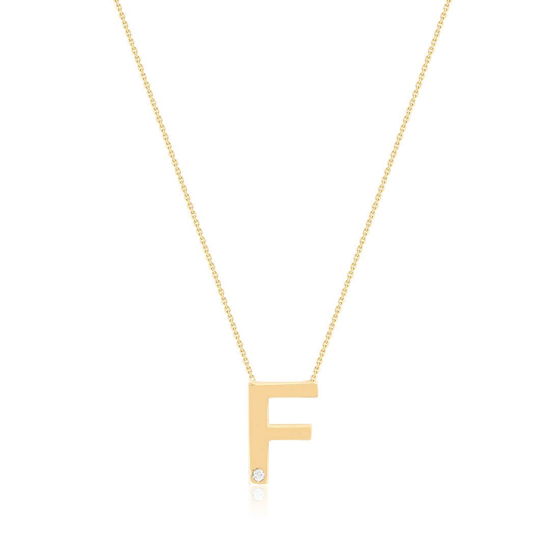 0,01 Karat Pırlantalı Harfli Kolye "F"