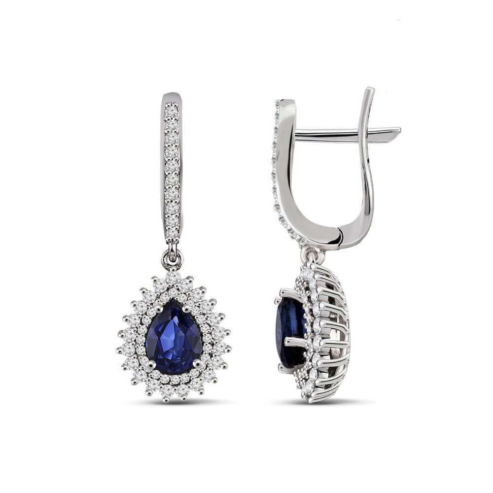2,78 Karat Pırlantalı Safir Küpe