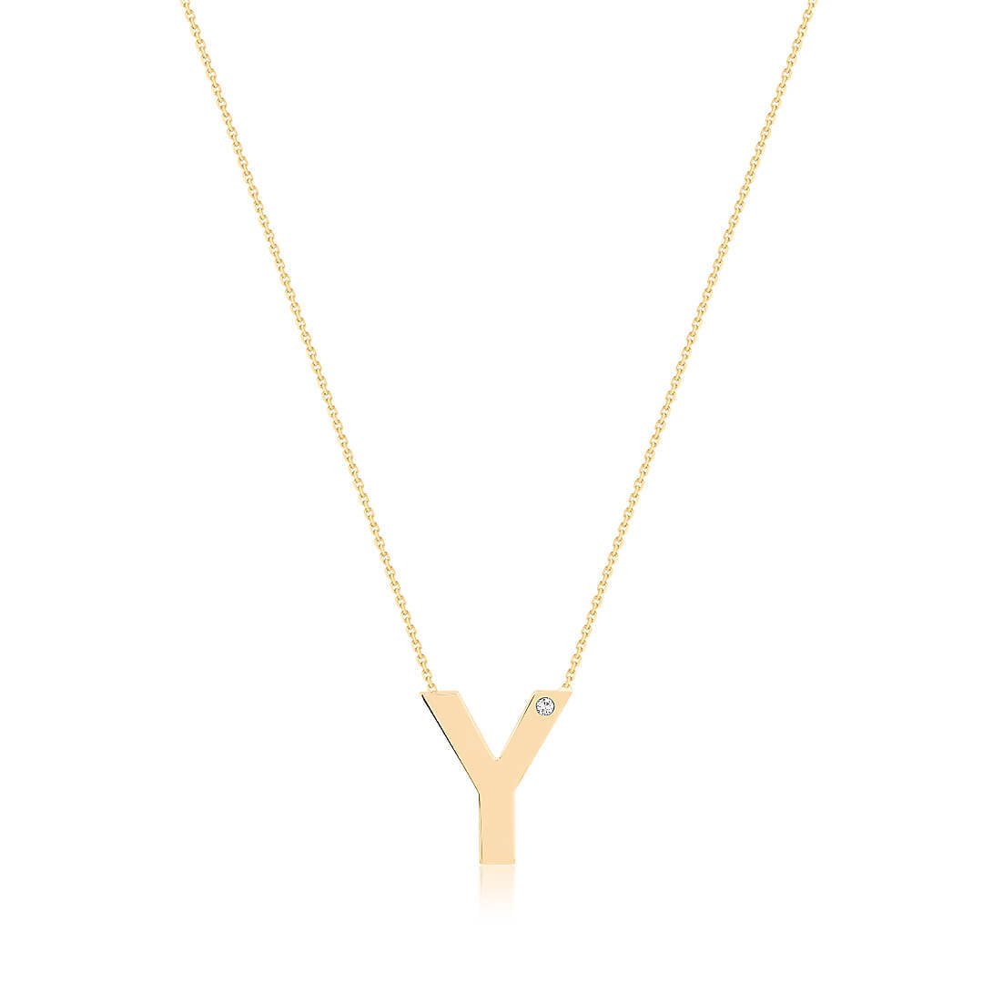 0,01 Karat Pırlantalı Harfli Kolye "Y"