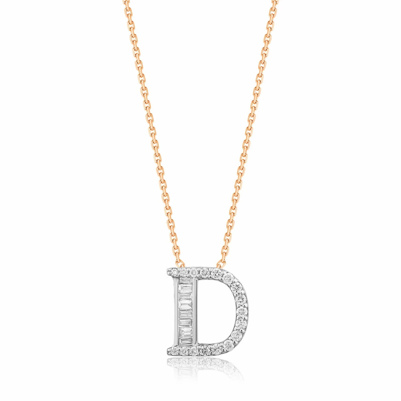 0,18 Karat Pırlanta Baget Harfli Kolye "D"