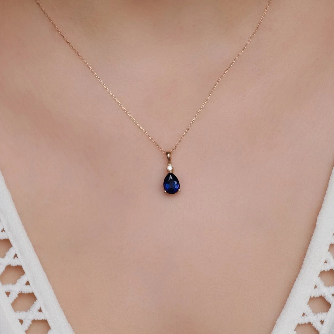 1,63 Karat Pırlanta Safir Kolye "Abis"