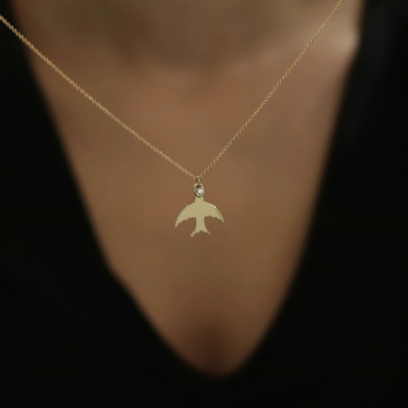 0,02 Karat Pırlanta Kolye "Kuş"