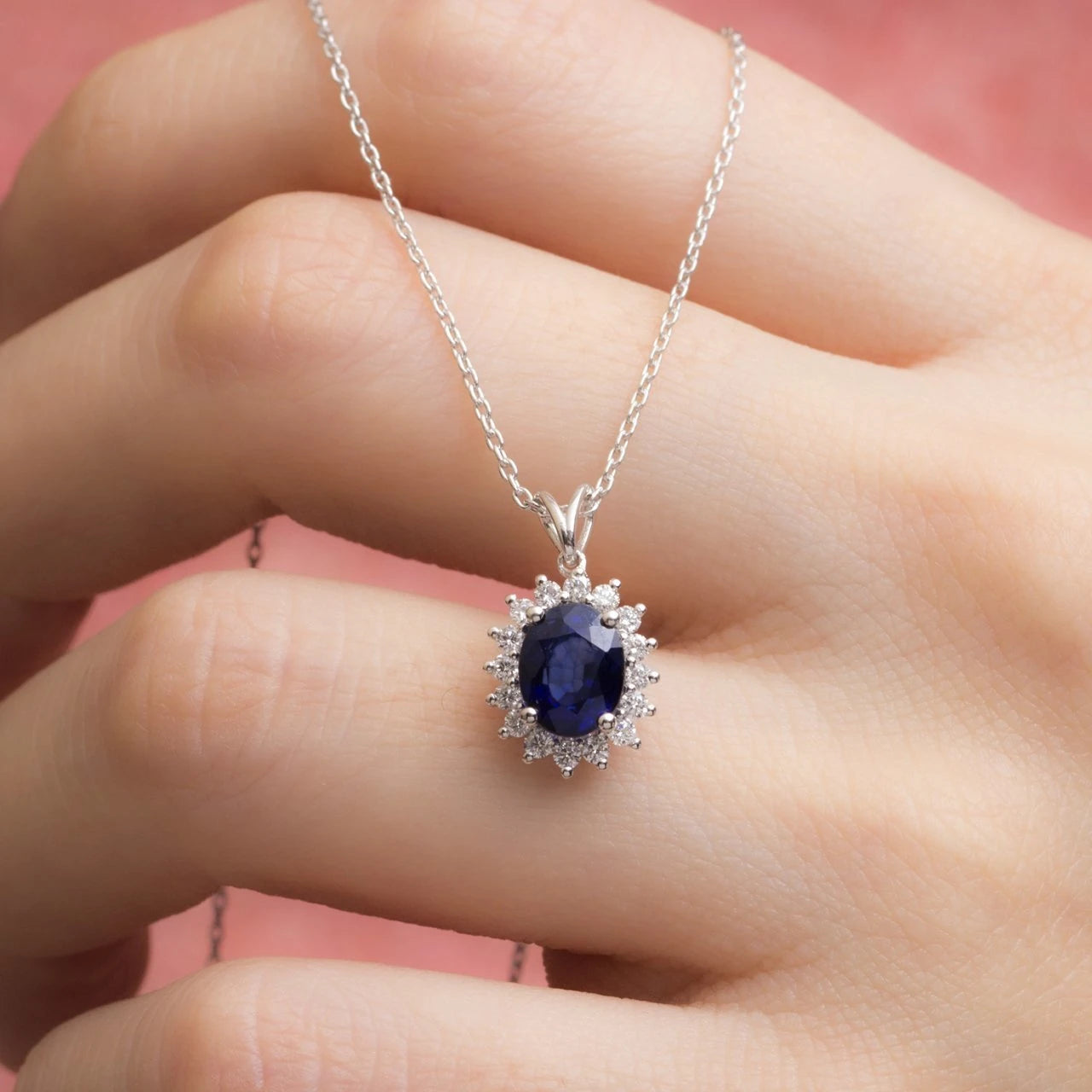 2,54 Karat Pırlantalı Safir Kolye "Navy"
