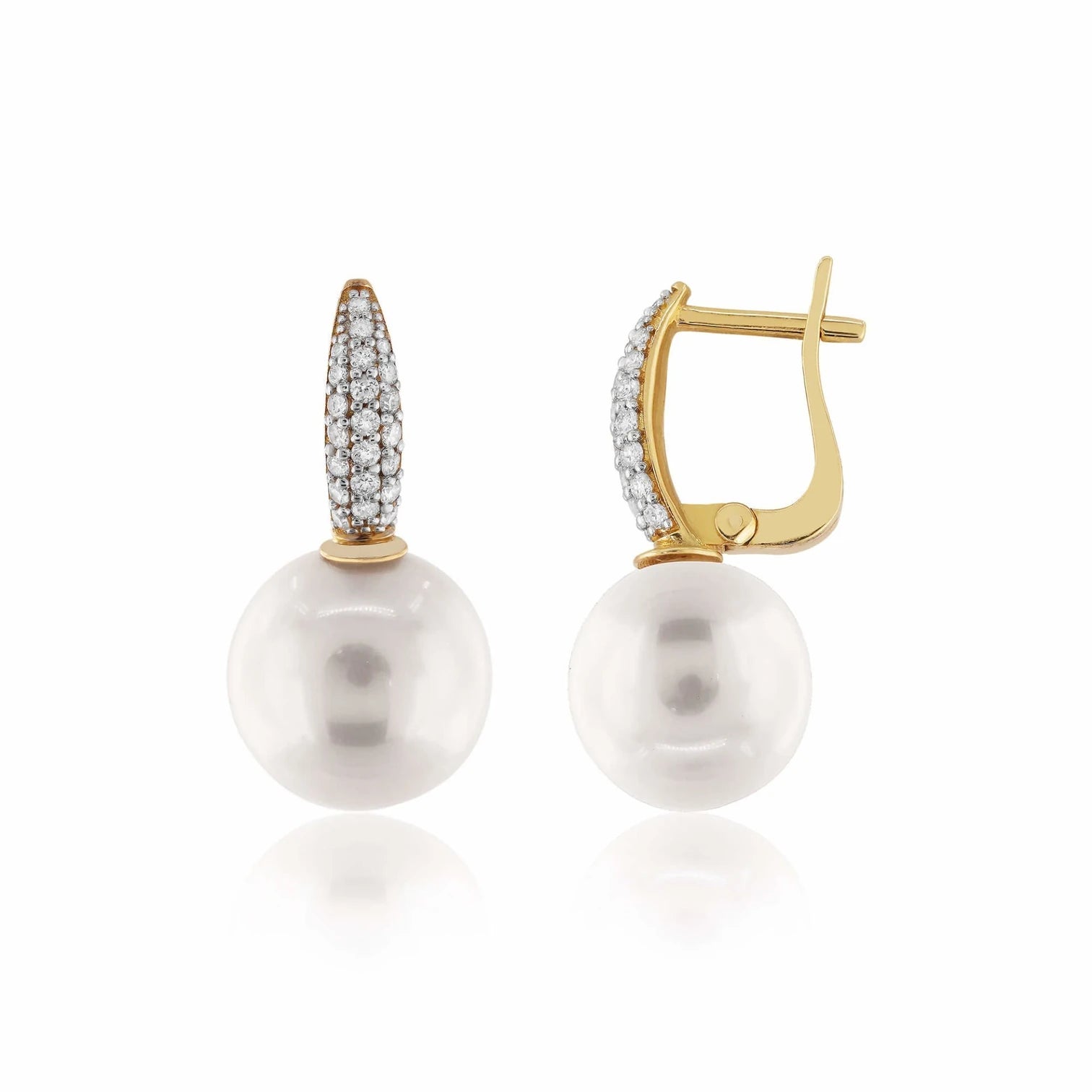 0,35 Karat Pırlantalı İnci Küpe