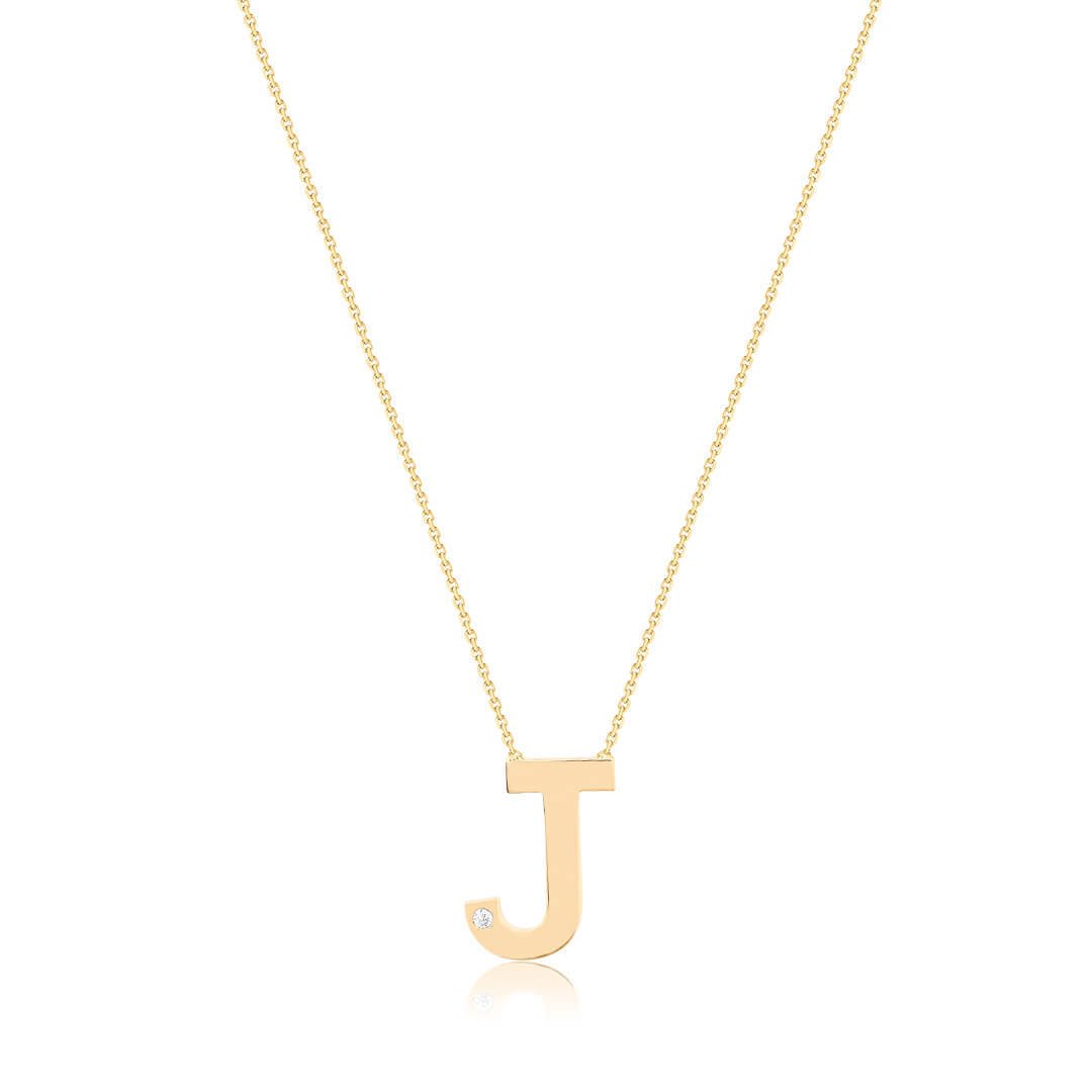 0,01 Karat Pırlantalı Harfli Kolye "J"