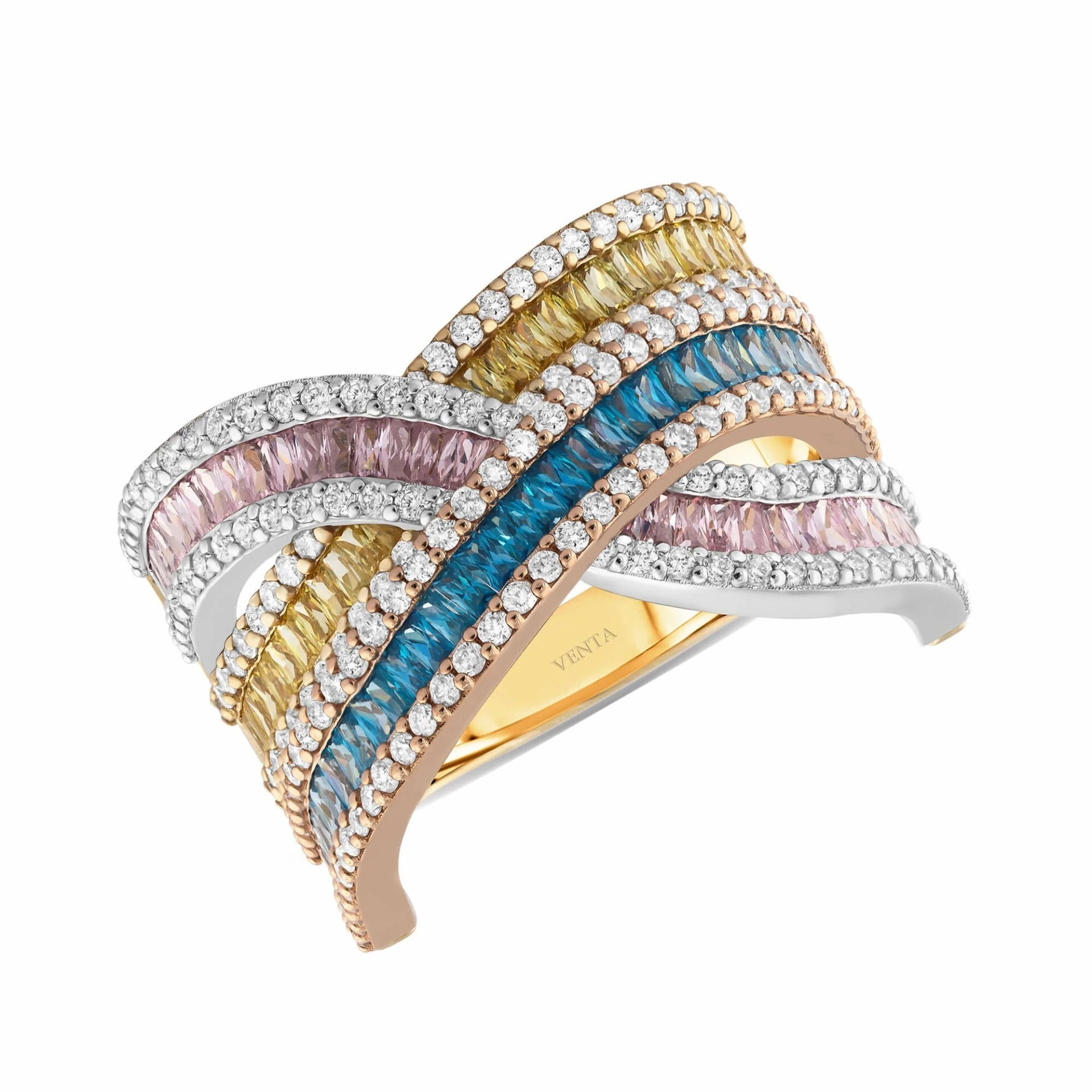 3,80 Karat Pırlanta Renkli Taşlı Yüzük "Rainbow"