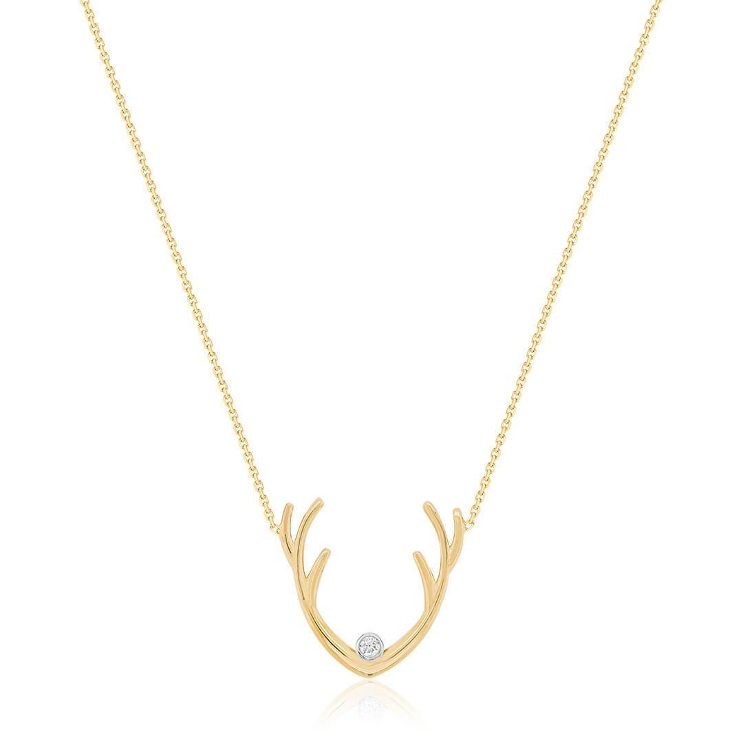 0,01 Karat Pırlanta Kolye "Boynuz"