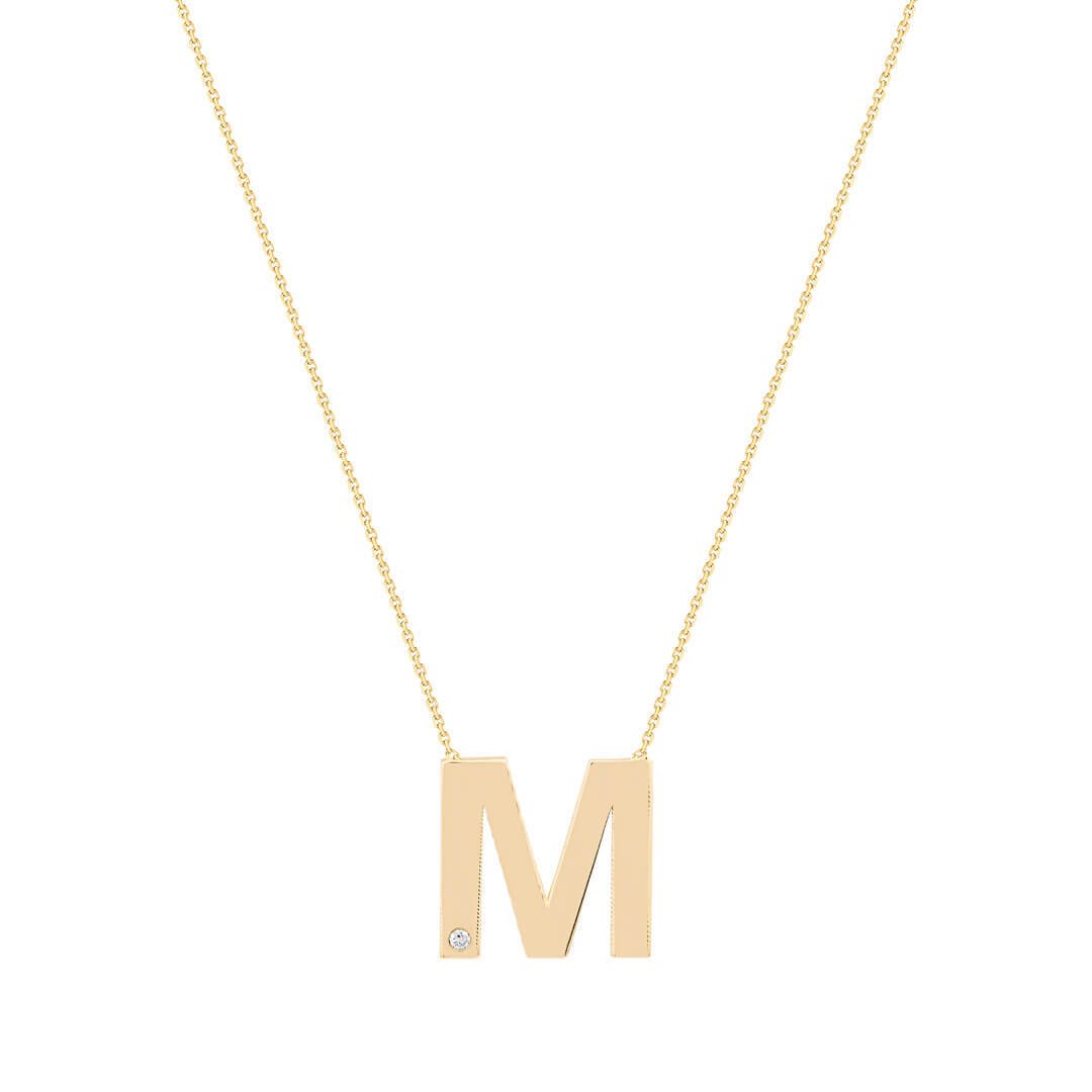 0,01 Karat Pırlantalı Harfli Kolye "M"