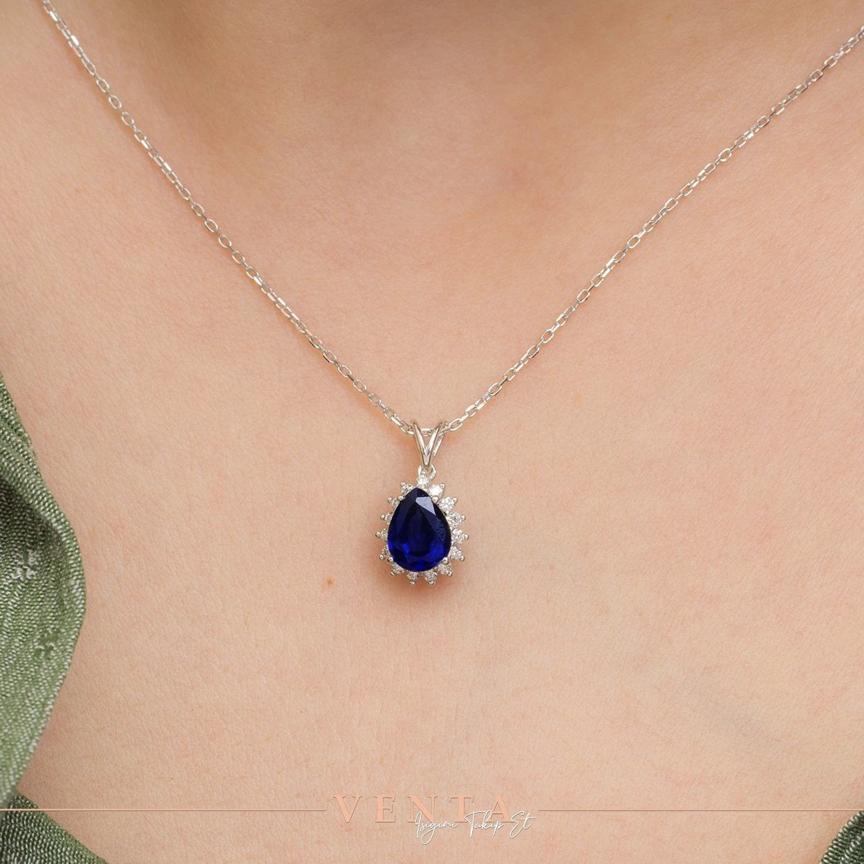 1,69 Karat Pırlanta Safir Kolye "Erna"