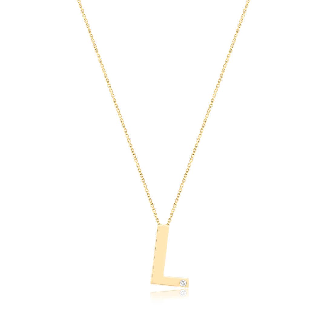 0,02 Karat Pırlantalı Harfli Kolye "L"