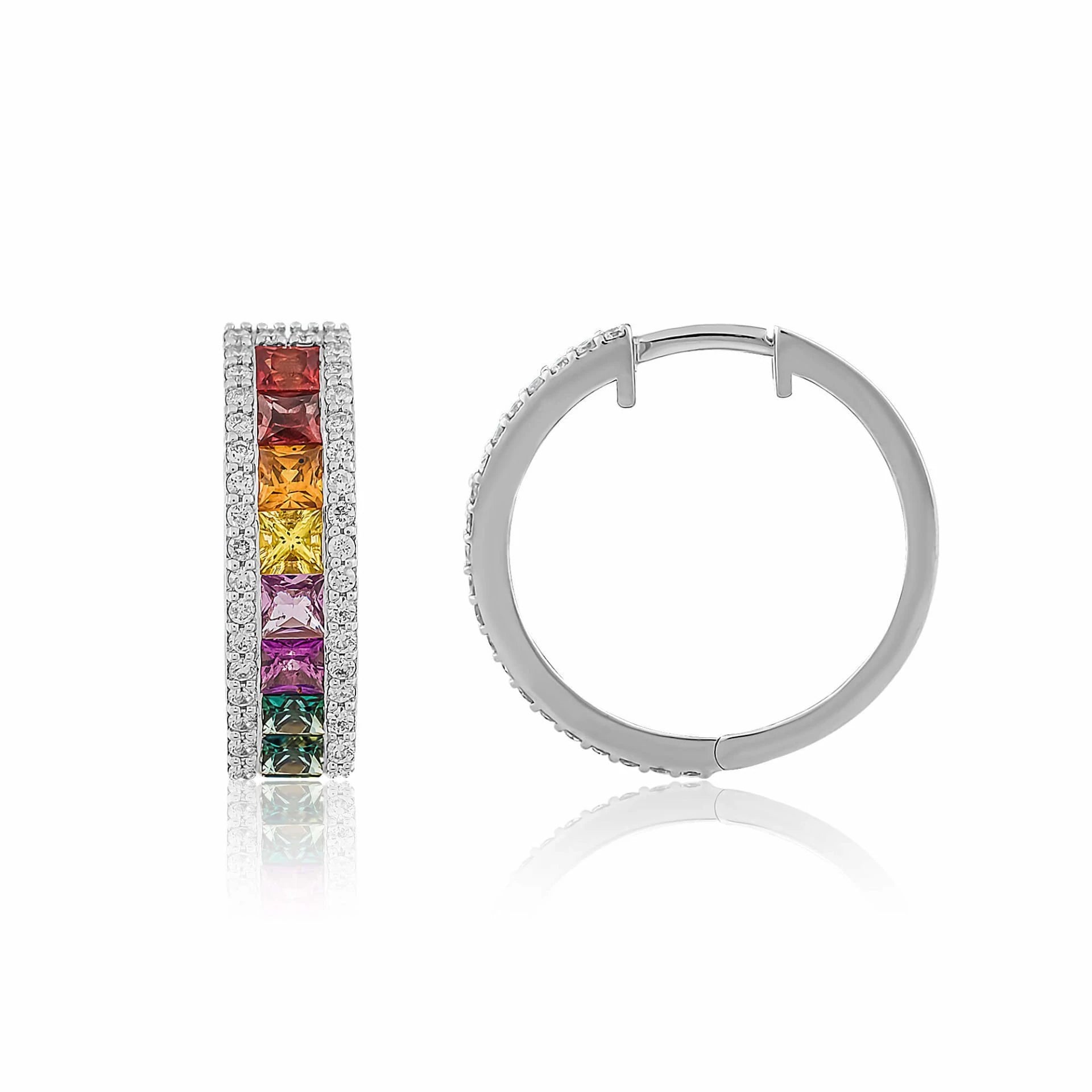 4,07 Karat Pırlanta Halka Küpe "Rainbow"