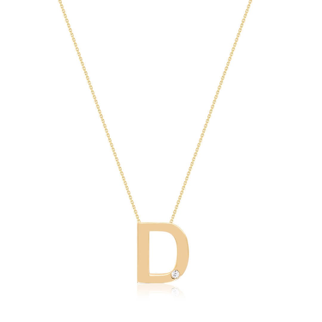 0,01 Karat Pırlantalı Harfli Kolye "D"