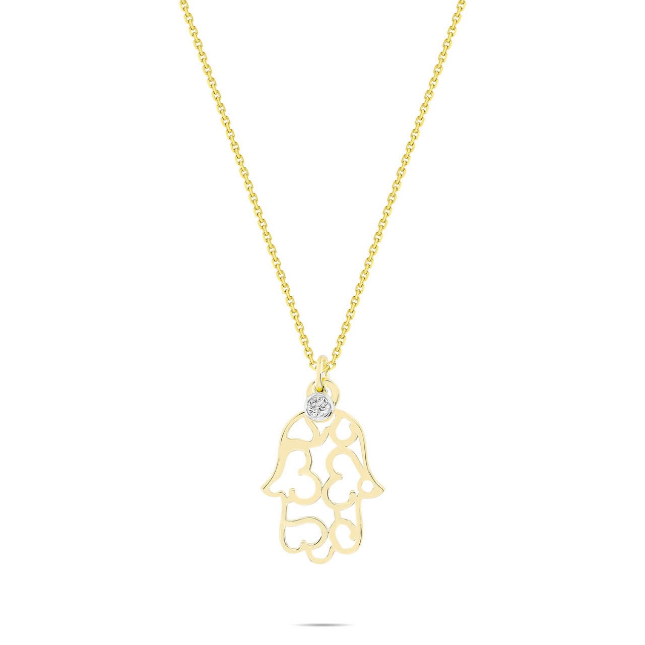 0,02 Karat Pırlanta Kolye "Kalpli El"