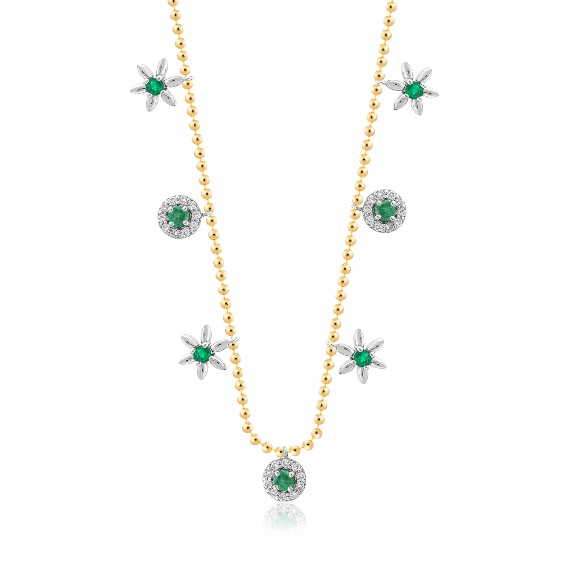 0,78 Karat Tasarım Pırlantalı Zümrüt Kolye