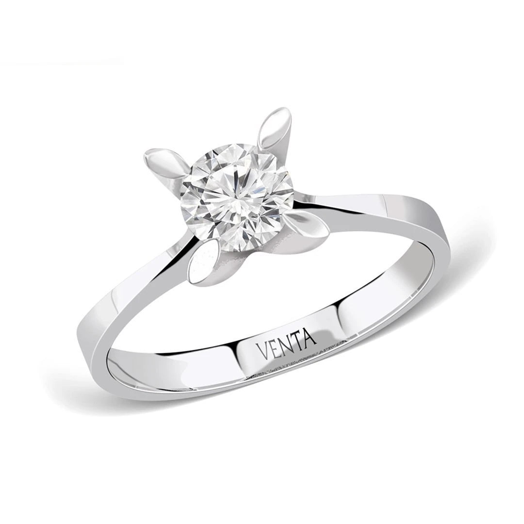 HRD Sertifikalı 1,00 Karat Tektaş Pırlanta Yüzük "Badem"