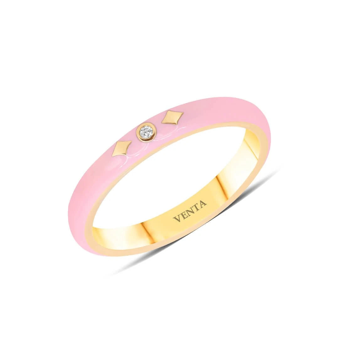 0,02 Karat Mineli Pırlanta Yüzük "Pembe"