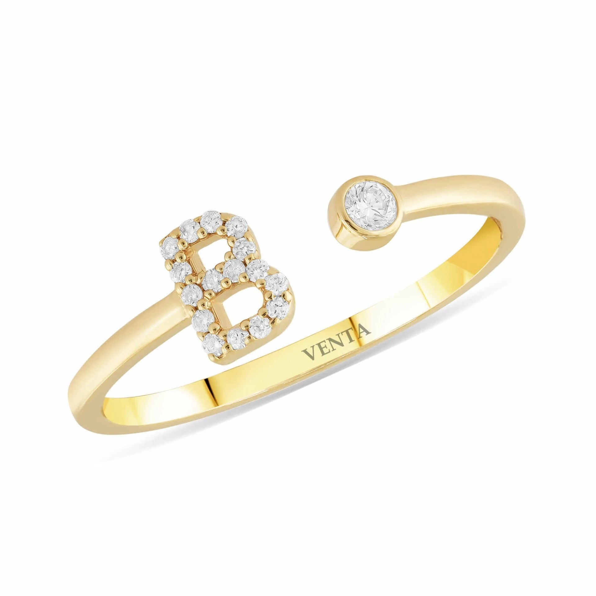 0,09 Karat Pırlantalı Harfli Yüzük "B"