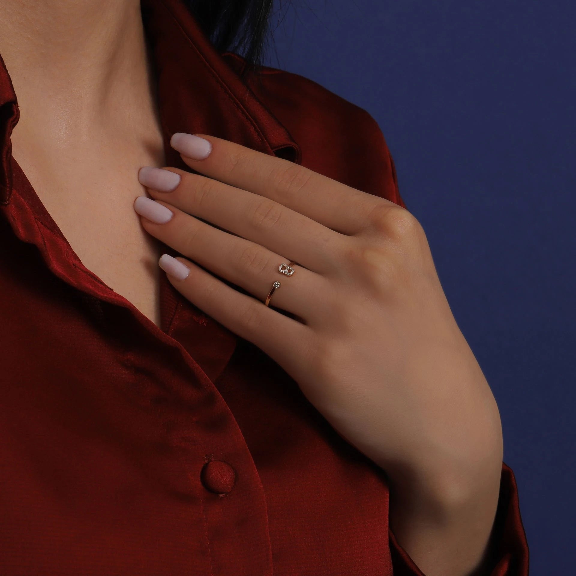 0,09 Karat Pırlantalı Harfli Yüzük "B"