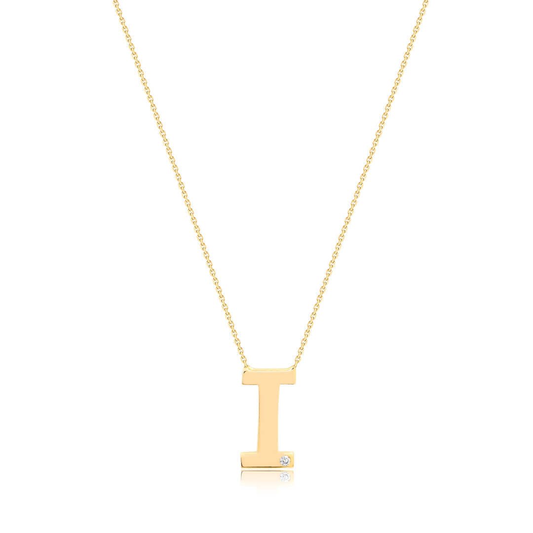 0,01 Karat Pırlantalı Harfli Kolye "I"