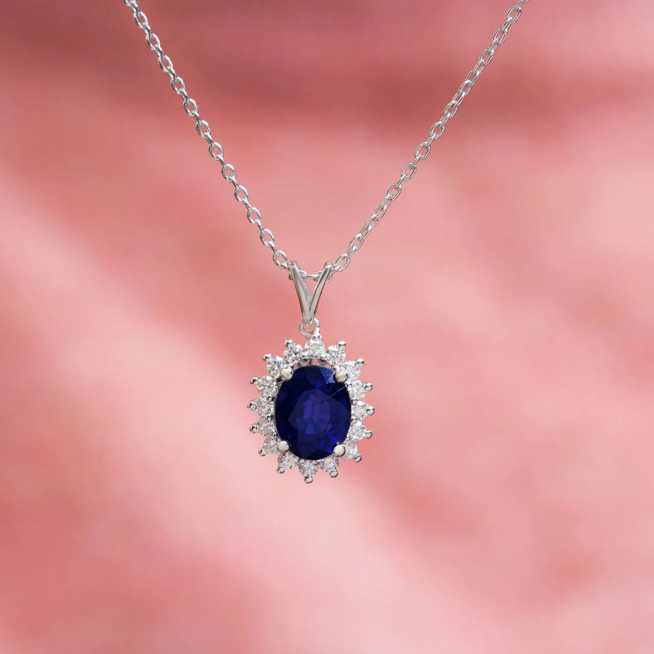 2,54 Karat Pırlantalı Safir Kolye "Navy"