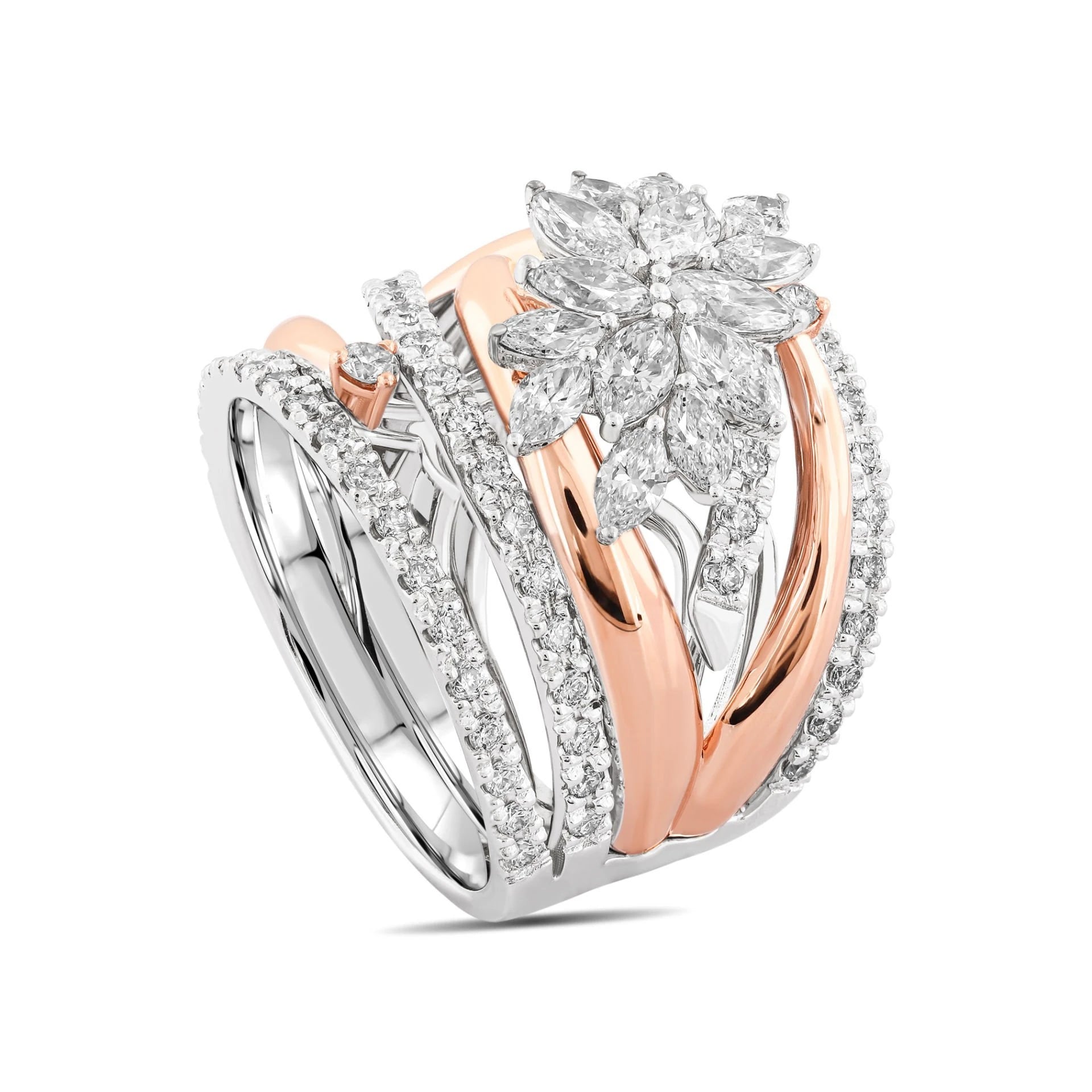 2,98 Karat Rose&Beyaz Tasarım Pırlanta Yüzük "Markiz"