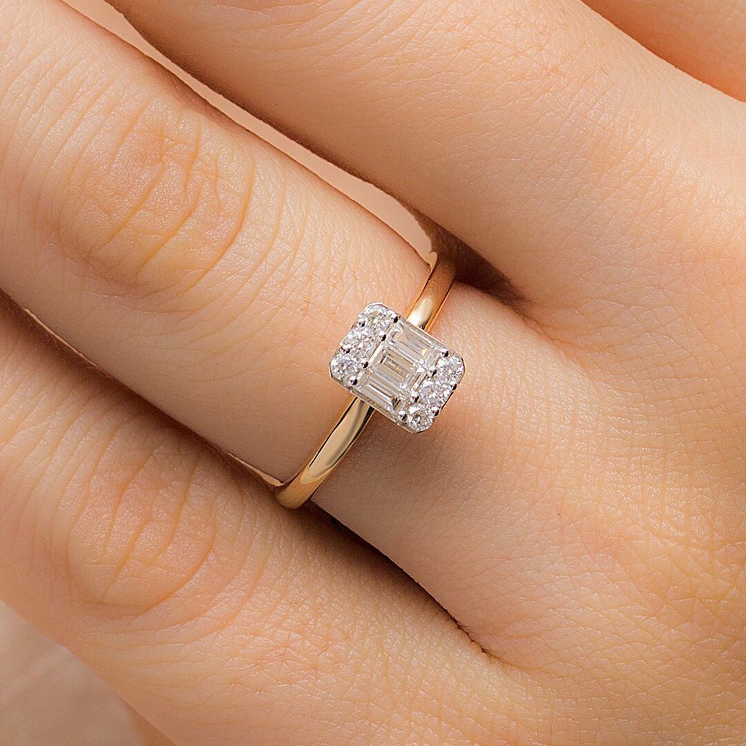 0,40 Karat Baget Pırlanta Yüzük "Kam"