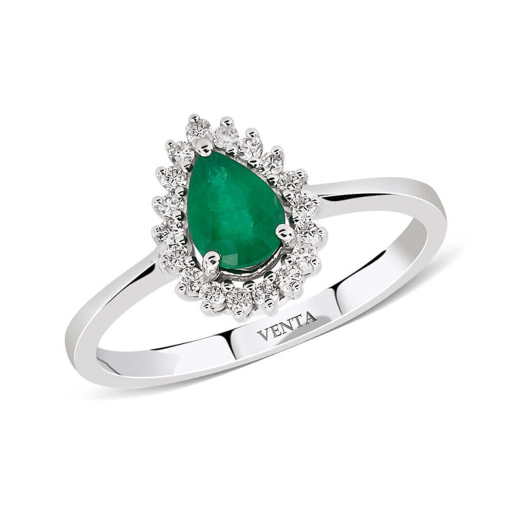 0,36 Karat Zümrüt Damla Yüzük