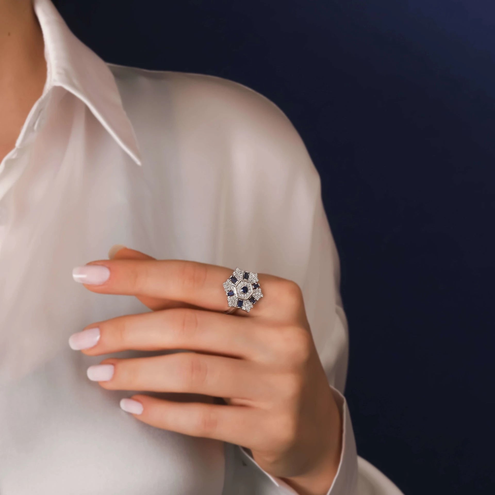 1,05 Karat Safir Taşlı Pırlanta Yüzük "Duha"