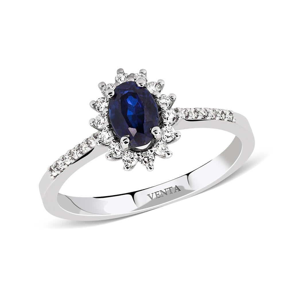 0,70 Karat Pırlantalı Safir Yüzük "Yakamoz"