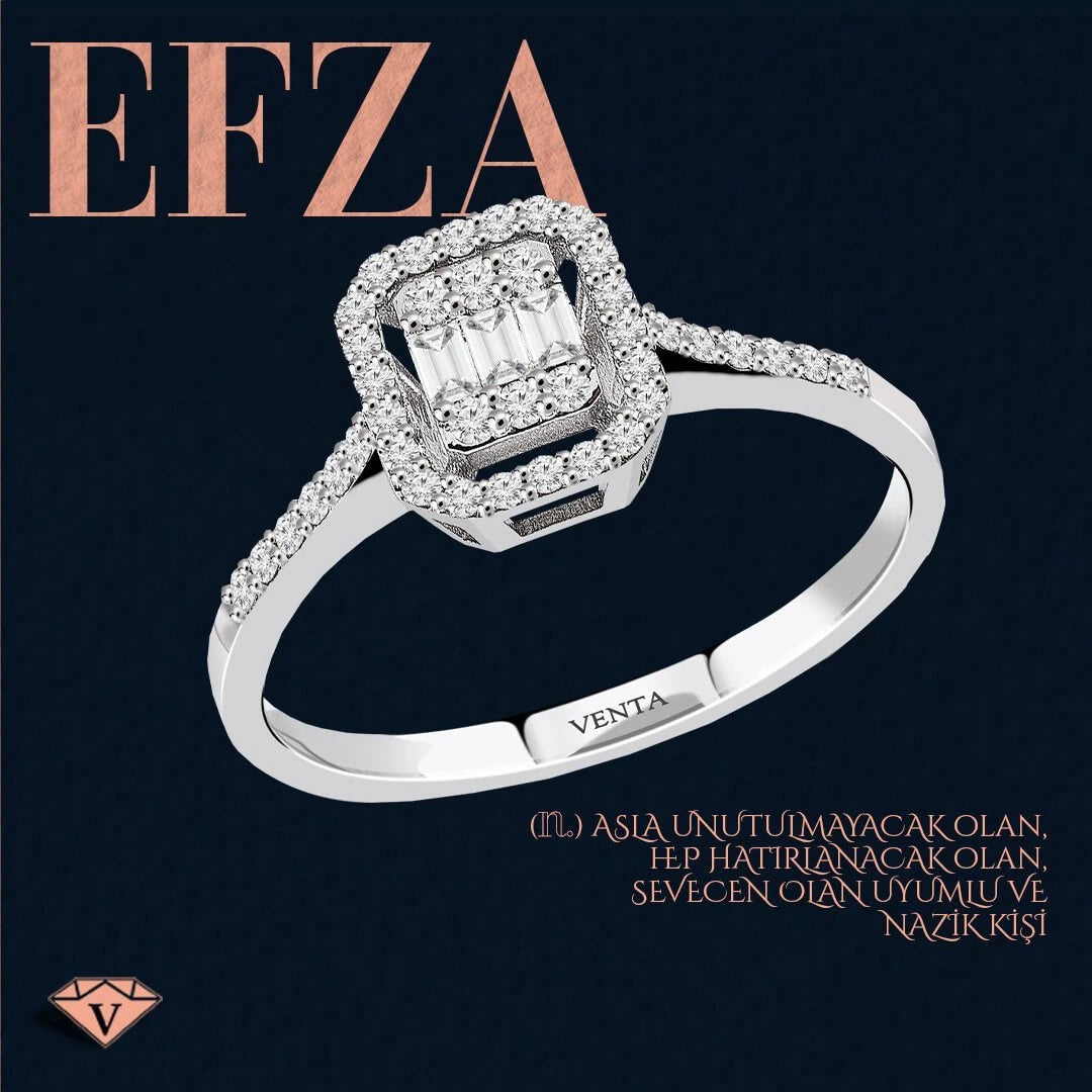 0,30 Karat Baget Pırlantalı Yüzük "Efza"