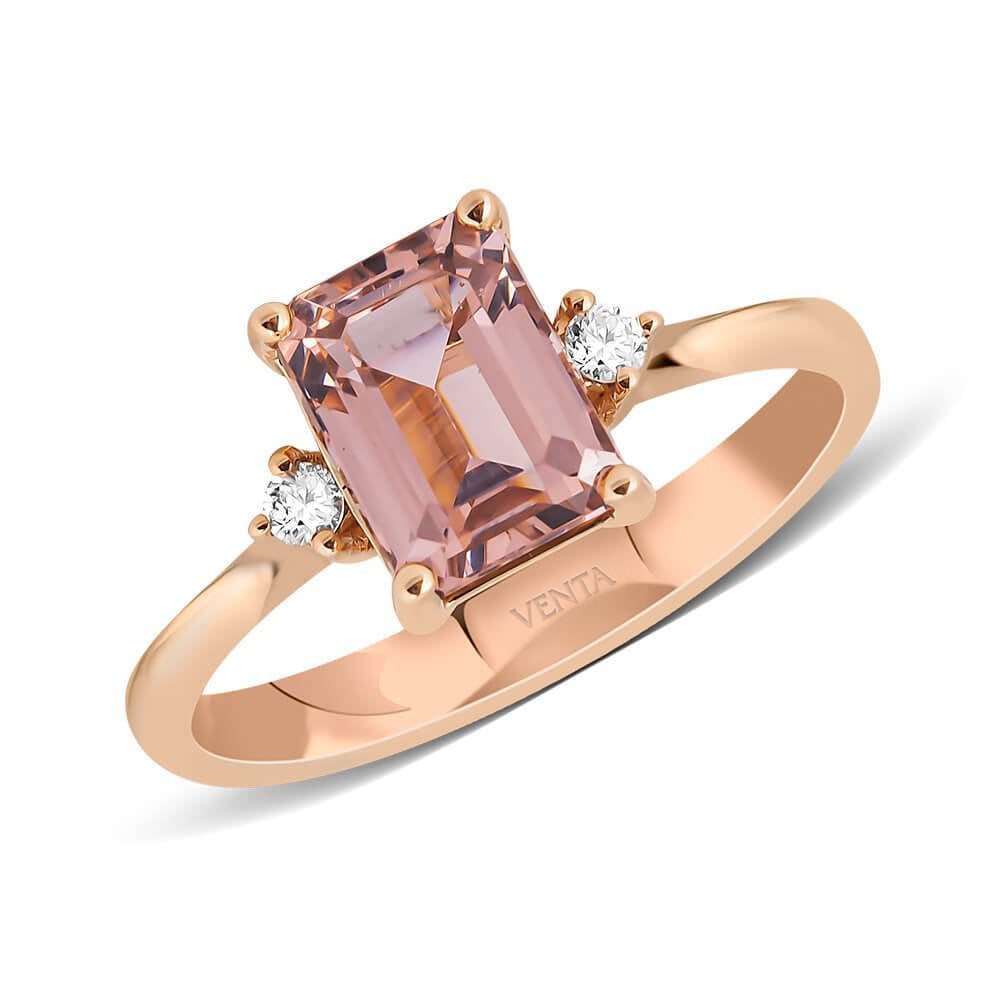 1,73 Karat Pırlantalı Morganit Yüzük "Frezya"