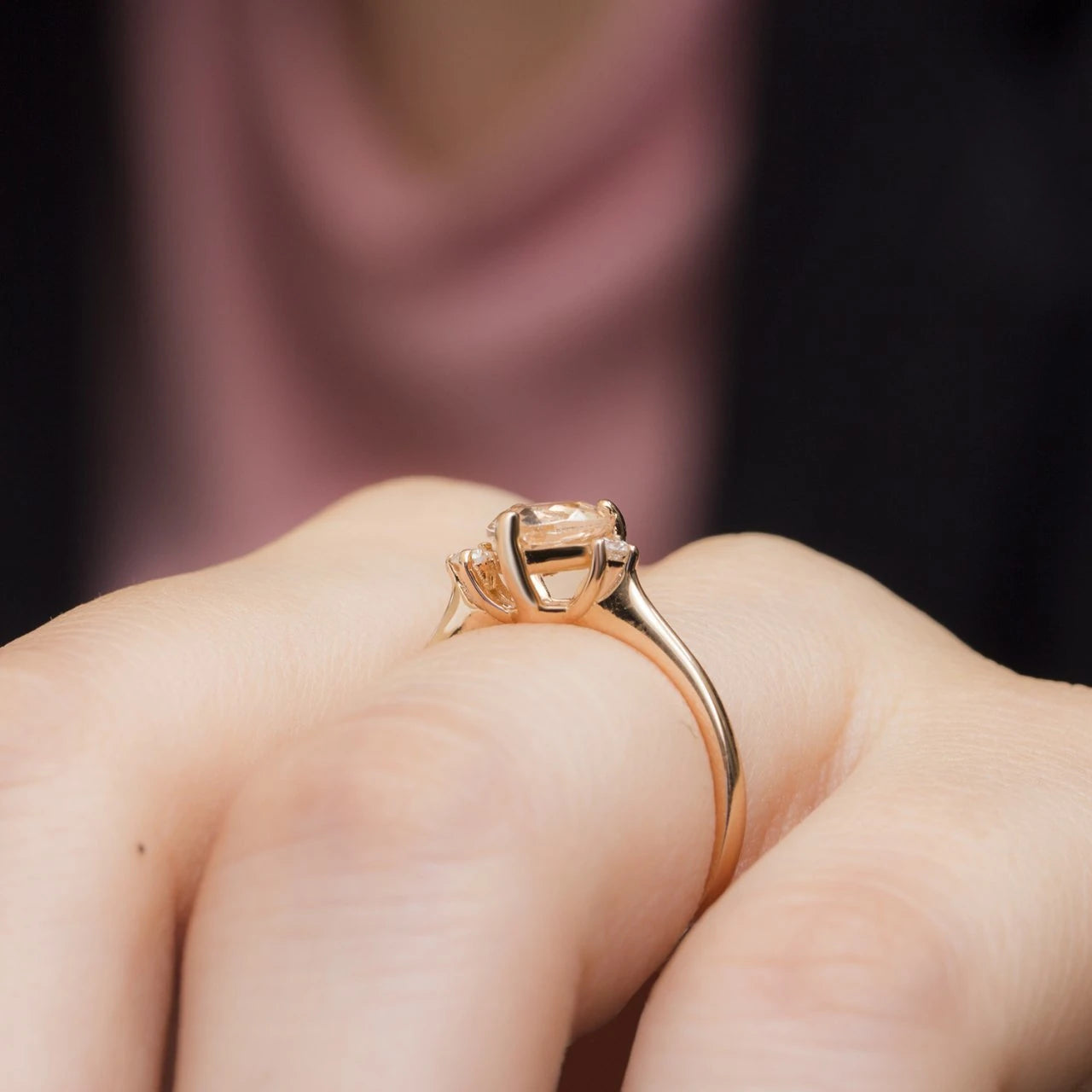 1,08 Karat Pırlantalı Morganit Yüzük "Nazen"