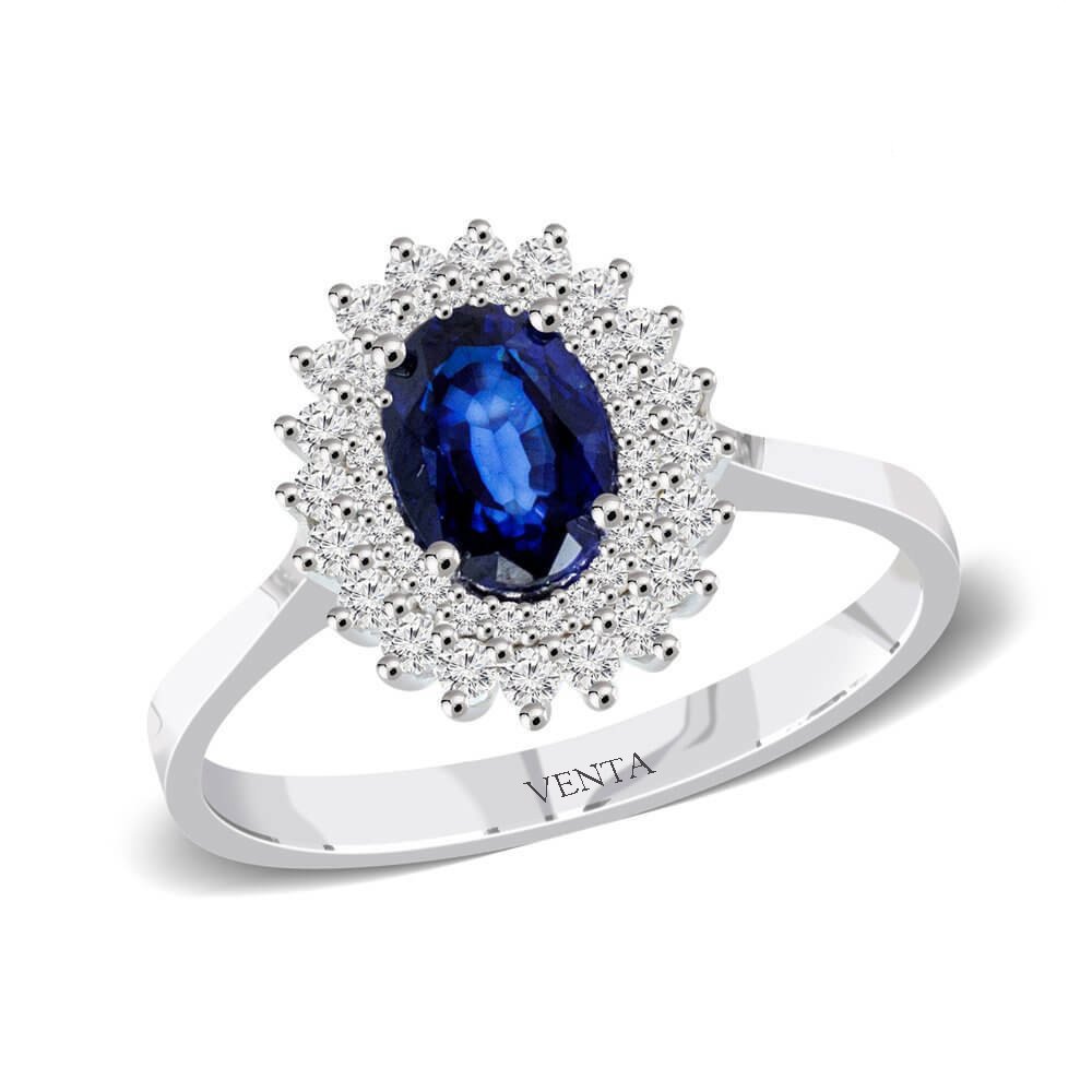 1,33 Karat Pırlantalı Safir Yüzük