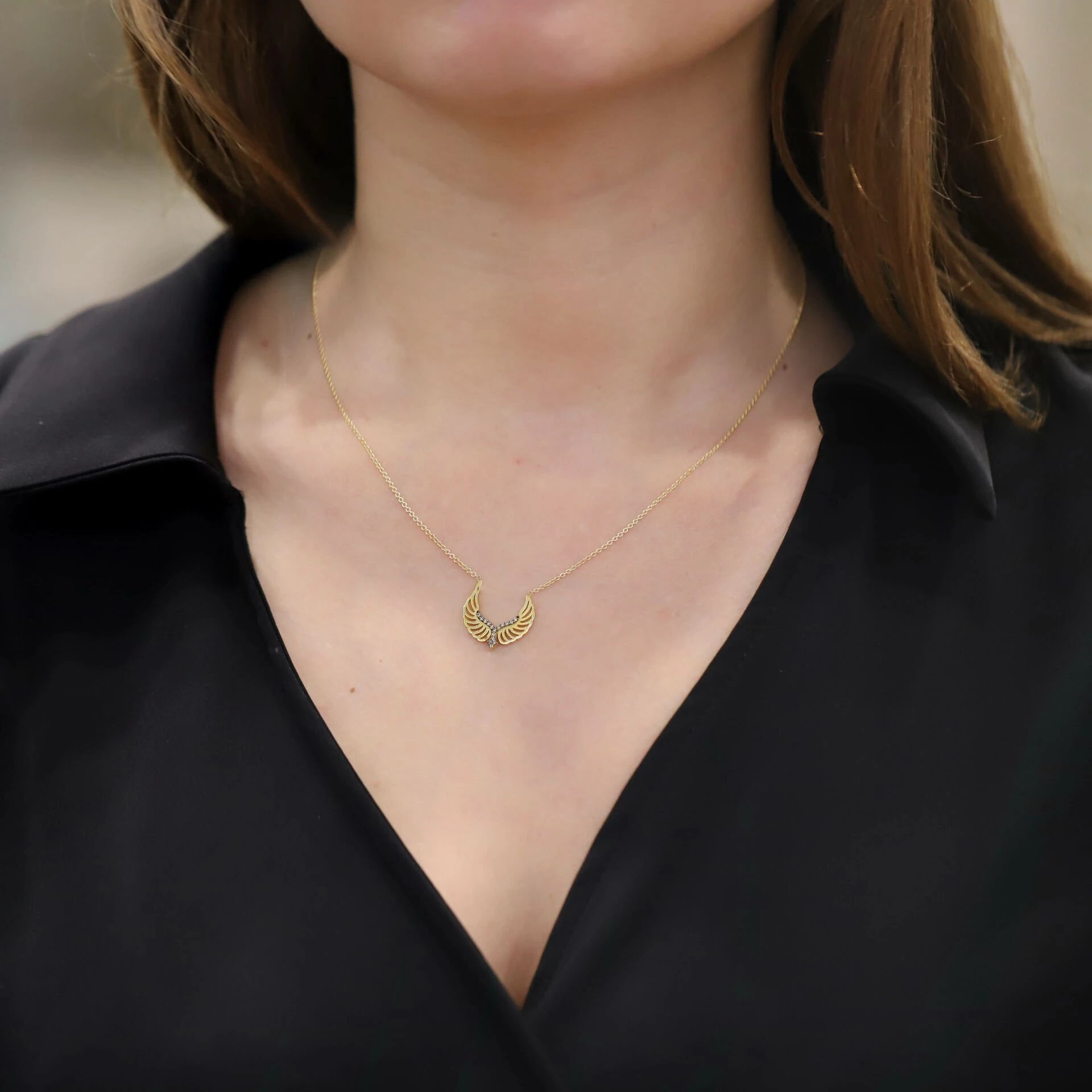 0,08 Karat Pırlanta Kolye "Kanat"