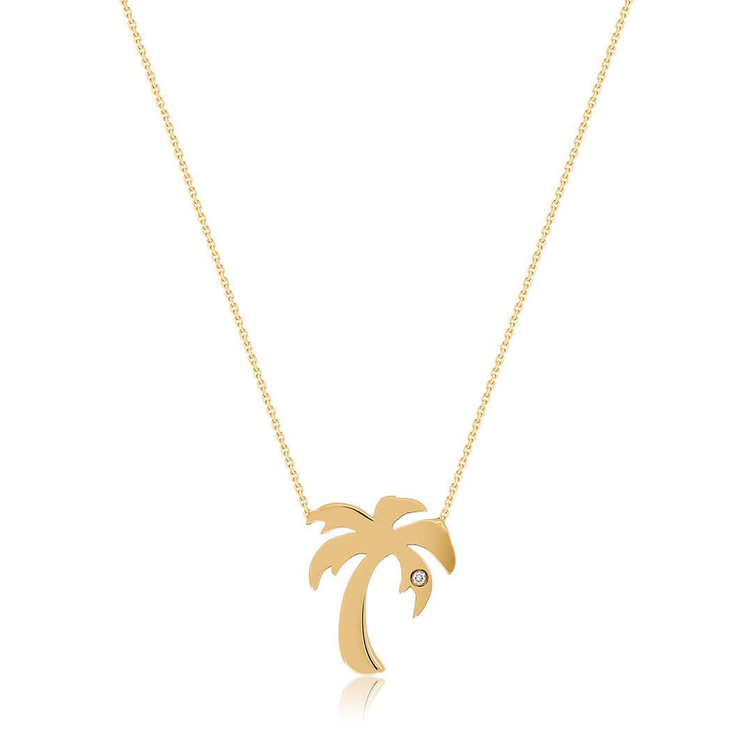 0,01 Karat Pırlanta Kolye "Palmiye"