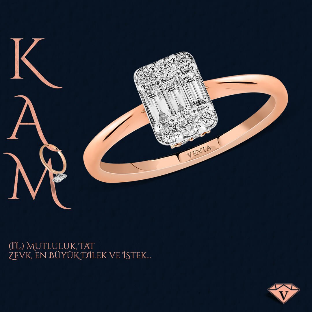 0,40 Karat Baget Pırlanta Yüzük "Kam"